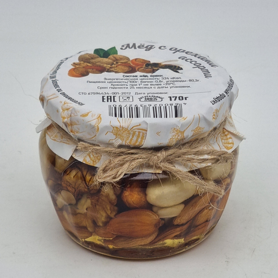 Мед с орехами ассорти 170гр