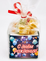 Подарочный набор с днем рождения чай зеленый ручной сбор 40гр + лукум 50гр