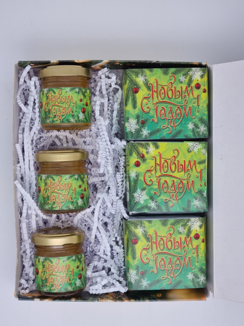 Гастрономический набор 3 вида чая + 3 вида меда с новым годом Гастрономический набор 3 вида чая + 3 вида меда с новым годом