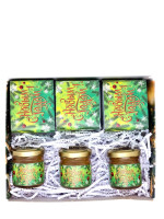 Подарочный набор с Новым годом гастрономический 3 вида чая + 3 вида меда