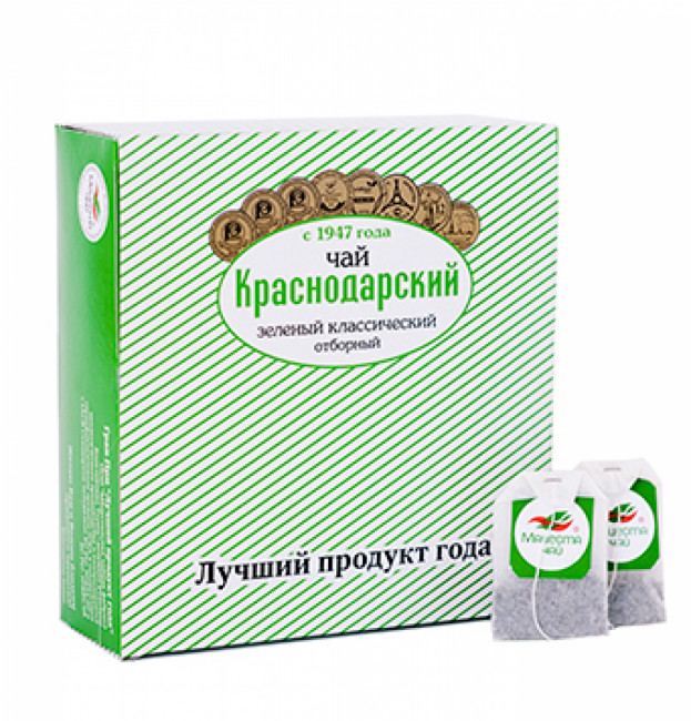 "Краснодарский с 1947 года" зеленый отборный 100 пакетиков по 1,5гр "Краснодарский с 1947 года" зеленый отборный 100 пакетиков по 1,5гр