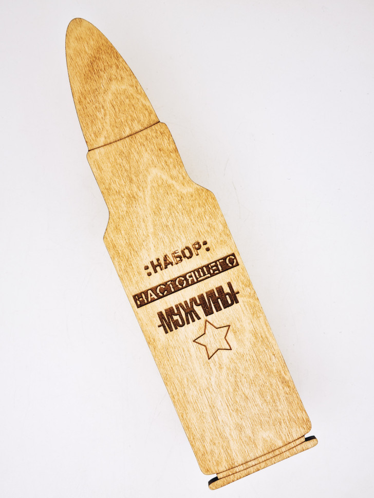 Подарочный набор в упаковке из фанеры снаряд малый №1