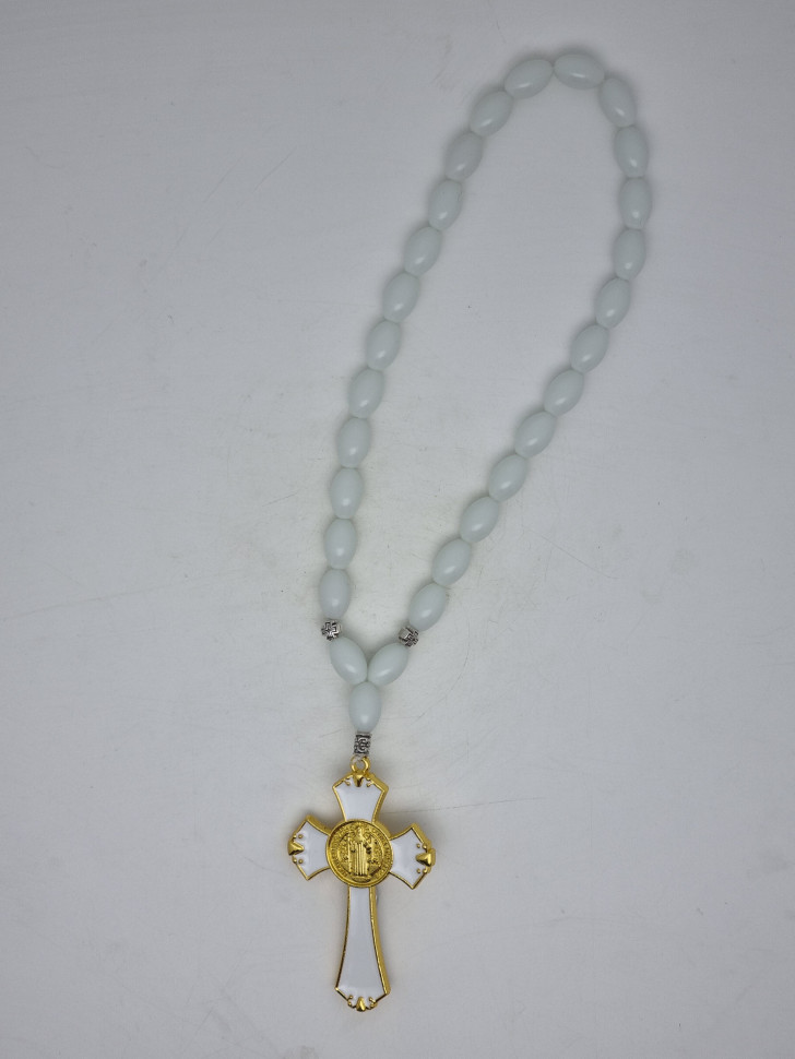 Подвес-четки с крестом белым автомобильные №1