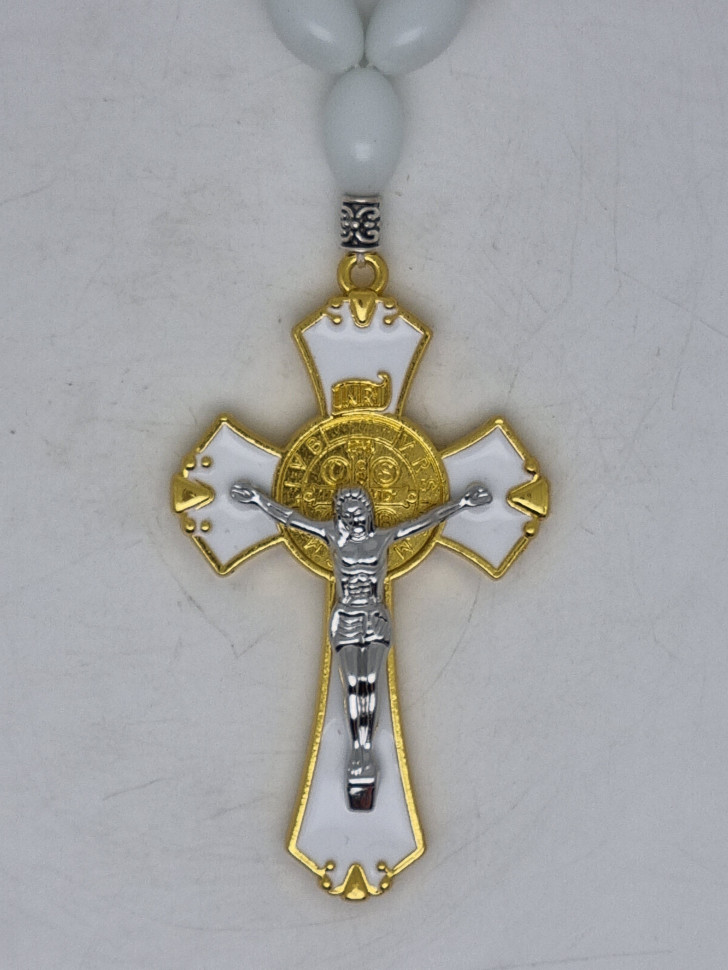 Подвес-четки с крестом белым автомобильные №1