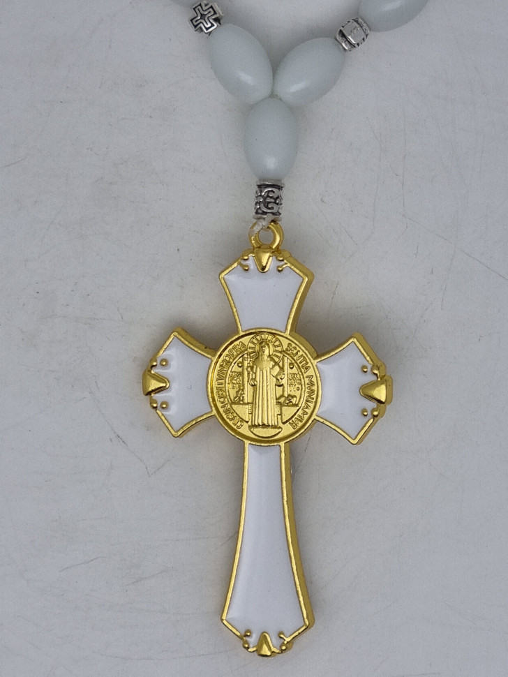 Подвес-четки с крестом белым автомобильные №1