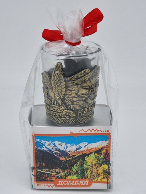 Краснополянский чай "Перевальный" 40гр Домбай с сувениром стопка Краснополянский чай "Перевальный" 40гр Домбай с сувениром стопка