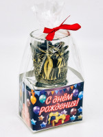 Подарочный набор с днем рождения Краснополянский чай "Перевальный" 40гр с сувениром стопка