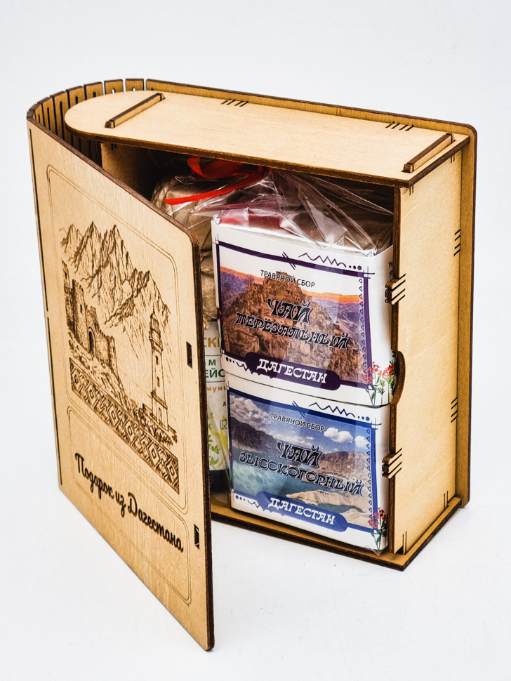 Набор в книжке чай перевальный 40гр+чай высокогорный 40гр и бальзам Краснополянские травы Дагестан