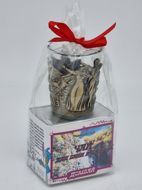 Краснополянский чай "для сауны и бани" 40гр Домбай с сувениром стопка Краснополянский чай "для сауны и бани" 40гр Домбай с сувениром стопка