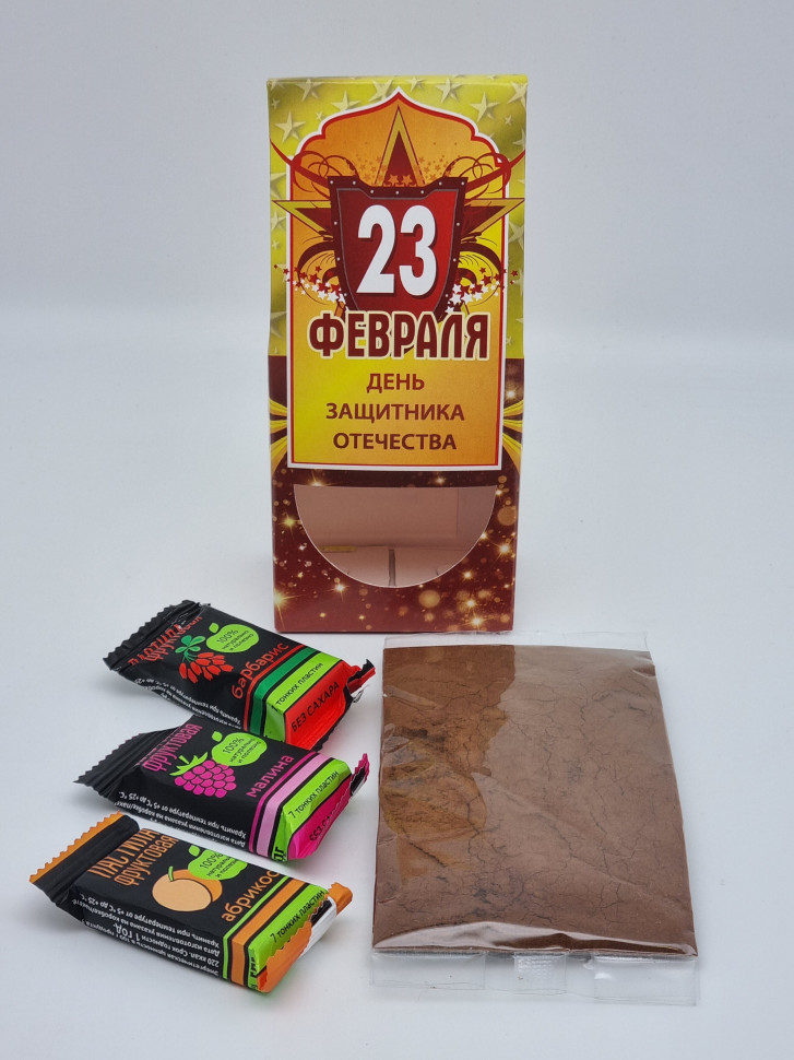 Подарочный набор с 23 февраля кофе арабика 40гр и ассорти пастила 60гр №81