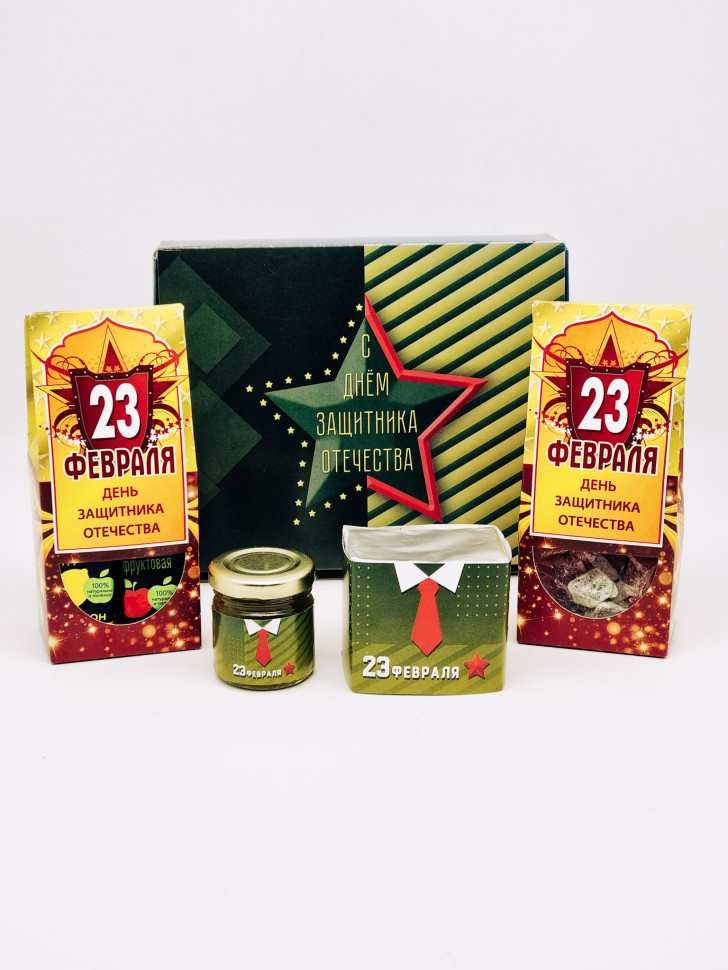 Подарочный набор с 23 февраля кофе арабика 100гр и сладости 200гр