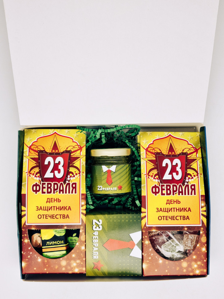 Подарочный набор с 23 февраля кофе арабика 100гр и сладости 200гр