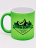 Кружка неон "Горы зовут" салатовая 300мл