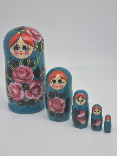 Матрешка рис. цветы 14см