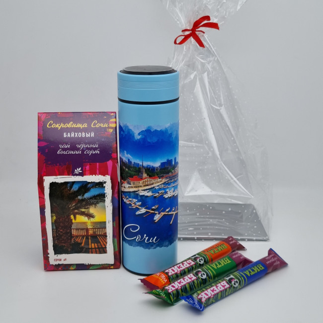 Набор термос 500мл с черным чаем 80гр