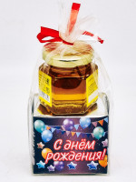 Подарочный набор с днем рождения Краснополянский чай "Перевальный" 40гр +мед 50гр