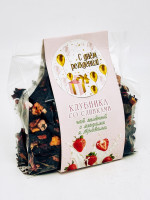 Подарок на день рождения чай зеленый с добавками "Клубника со сливками" 100гр