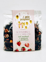 Подарок на день рождения чай зеленый с добавками "Клубника со сливками" 100гр
