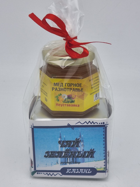 Чай зеленый ручной сбор 40гр +мед 50гр Казань