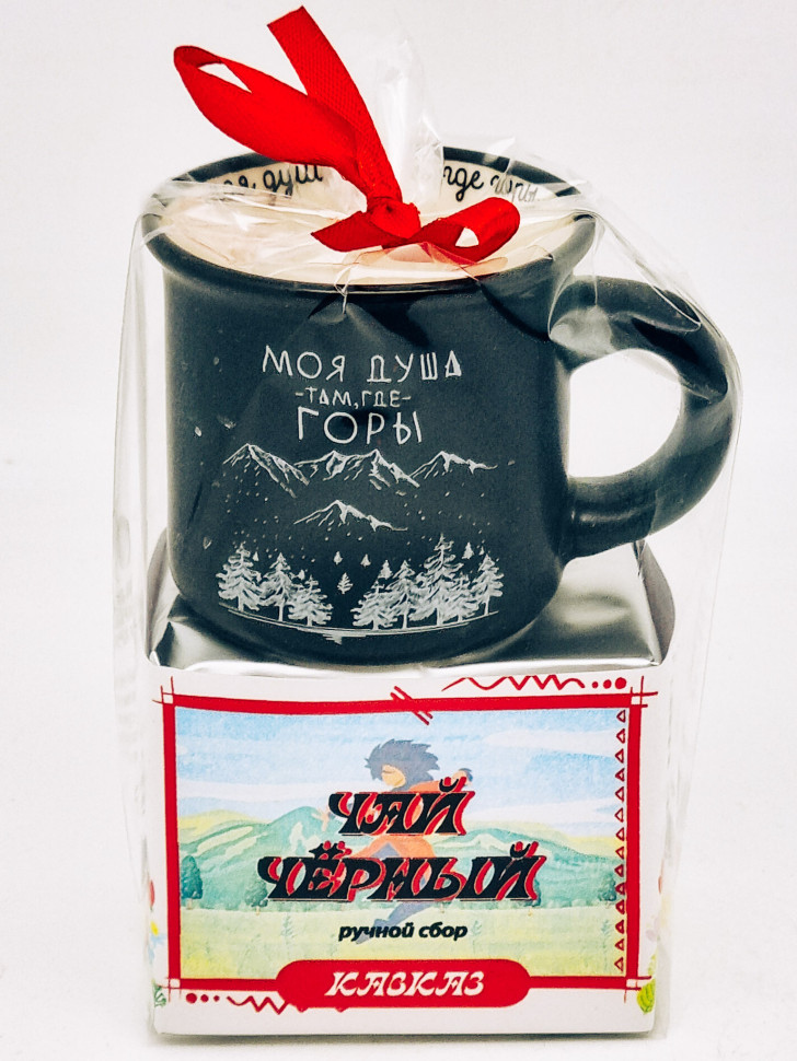 Чай черный ручной сбор 35гр + кружка мини Кавказ