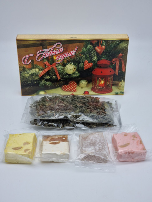 Набор 155 Праздничный чай зеленый и нуга с новым годом Набор 155 Праздничный чай зеленый и нуга с новым годом