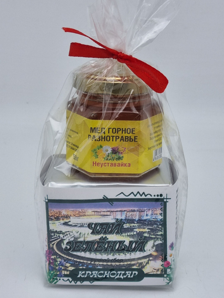 Чай зеленый ручной сбор 40гр +мед 50гр Краснодар