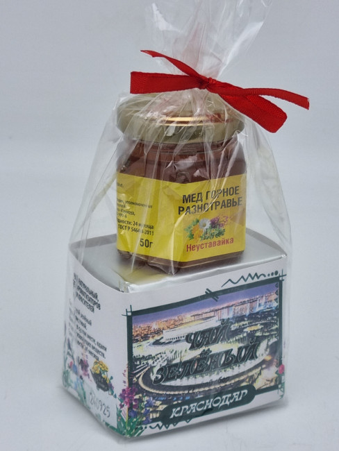 Чай зеленый ручной сбор 40гр +мед 50гр Краснодар