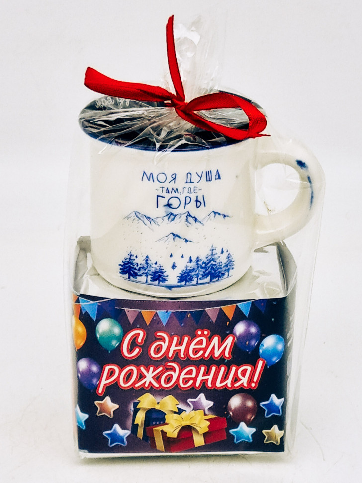 Подарочный набор с днем рождения Краснополянский чай "для сауны и бани" 40гр + кружка мини