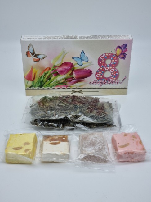 Набор 155 Праздничный чай зеленый и нуга с 8 марта Набор 155 Праздничный чай зеленый и нуга с 8 марта