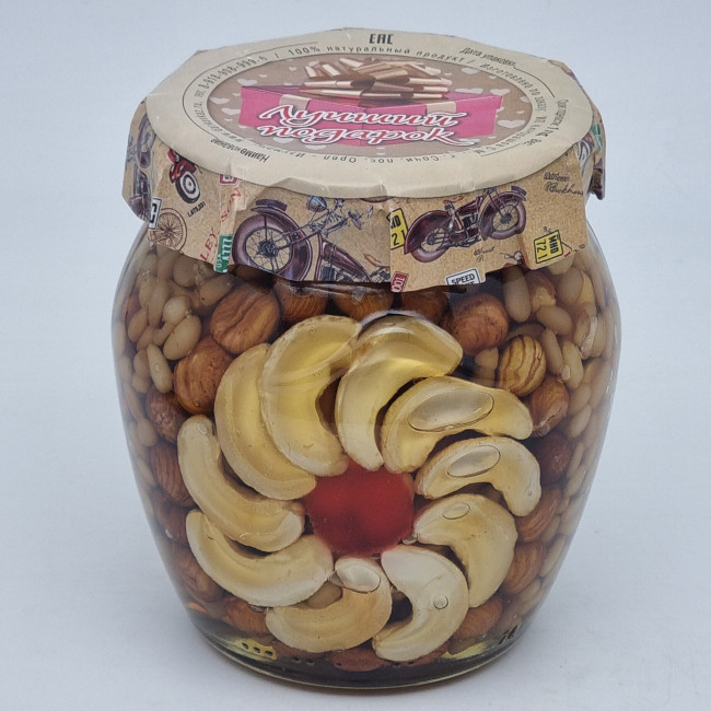 Мед с орехами ассорти 550гр лучший подарок Мед с орехами ассорти 550гр лучший подарок