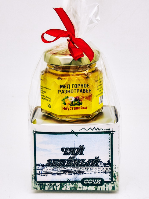 Чай зеленый ручной сбор 40гр +мед 50гр Бархатные сезоны Чай зеленый ручной сбор 40гр +мед 50гр Бархатные сезоны