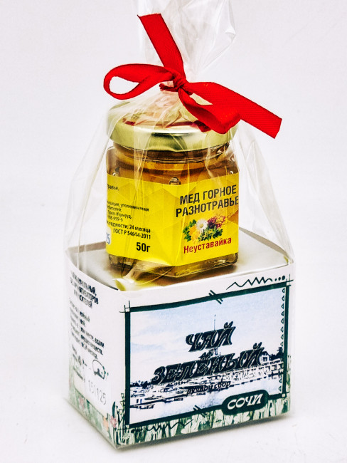 Чай зеленый ручной сбор 40гр +мед 50гр Бархатные сезоны Чай зеленый ручной сбор 40гр +мед 50гр Бархатные сезоны