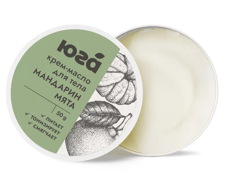 Крем-масло для тела Мята и мандарин Тонизирующее 45гр
