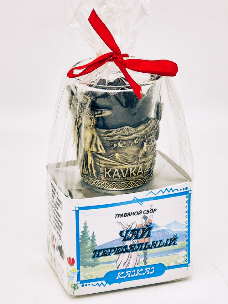 Краснополянский чай "Перевальный" 40гр Кавказ с сувениром стопка