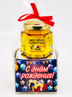 Подарочный набор с днем рождения Краснополянский чай "для сауны и бани" 40гр + мед 50гр