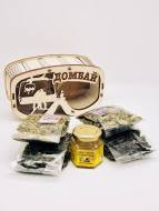 Набор очки Домбай чай травяной 45гр, черный, зеленый чай 55гр и мед 50гр