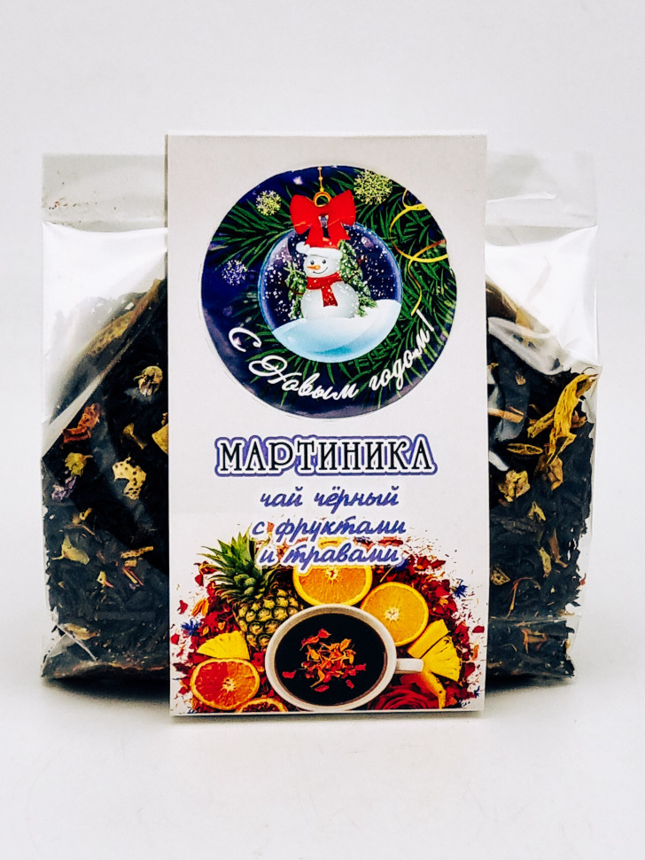 Подарок с новым годом чай черный с добавками "Мартиника" 100гр