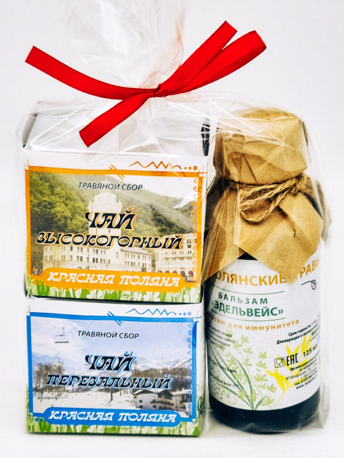 Набор Красная поляна чай перевальный 40гр+чай высокогорный 40гр и бальзам Краснополянские травы Набор Красная поляна чай перевальный 40гр+чай высокогорный 40гр и бальзам Краснополянские травы