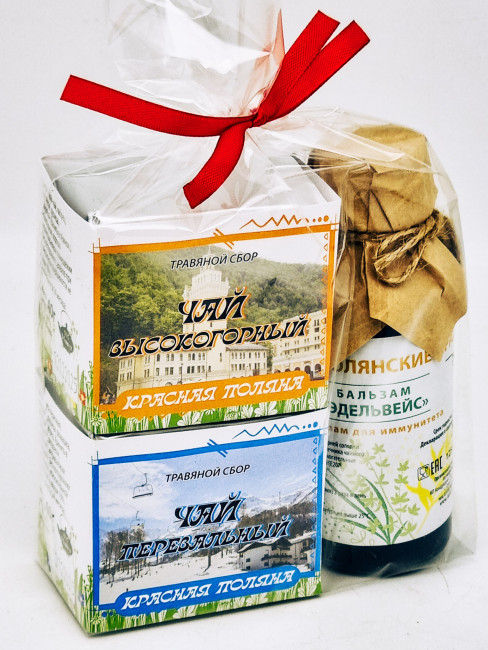 Набор Красная поляна чай перевальный 40гр+чай высокогорный 40гр и бальзам Краснополянские травы Набор Красная поляна чай перевальный 40гр+чай высокогорный 40гр и бальзам Краснополянские травы