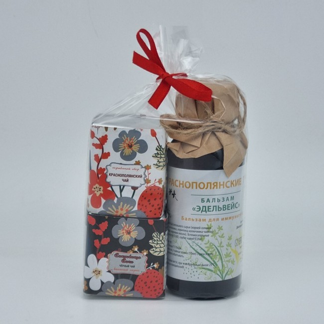 Чай черный 15гр + краснополянский 15гр и бальзам 125мл