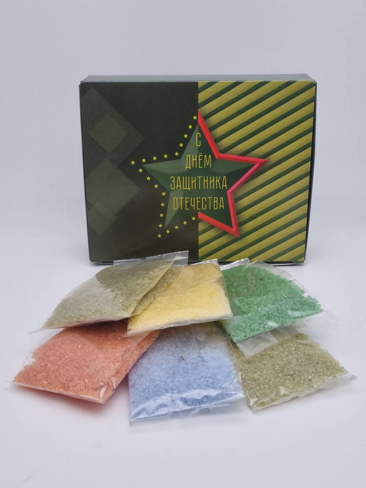 Подарочный набор с 23 февраля соль для ванн ассорти 6 видов 600гр