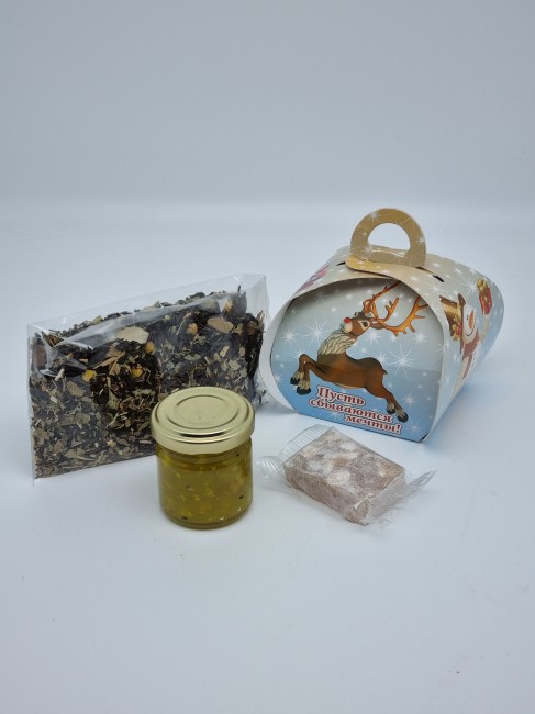 Набор 96 ассорти чай краснополянский, варенье экзотик и мальбан с Новым годом Набор 96 ассорти чай краснополянский, варенье экзотик и мальбан с Новым годом