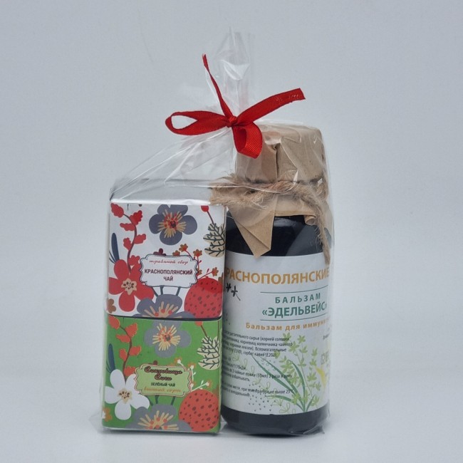 Чай краснополянский 15гр + зеленый 15гр и бальзам 125мл